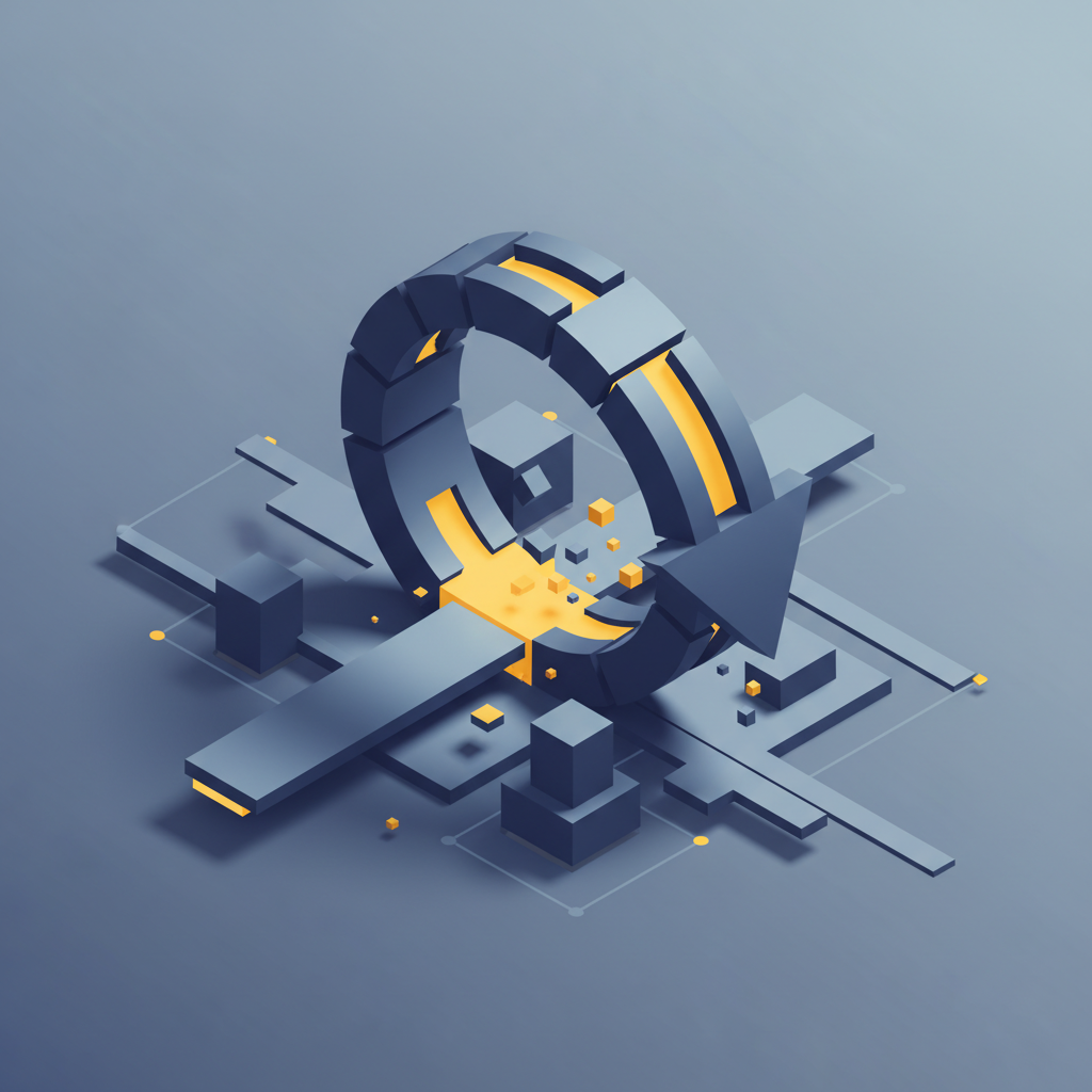 An illustration of a large arrow first pointing up and then sharply reversing to point down.