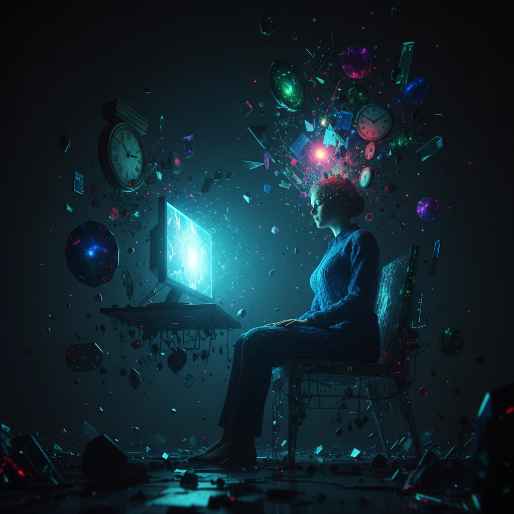 An illustration of a person sitting at a desk, reviewing a document with many marked discrepancies and questions.