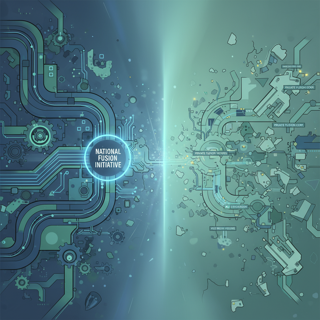 A digital illustration of interlocking and fragmented gears or circuits.