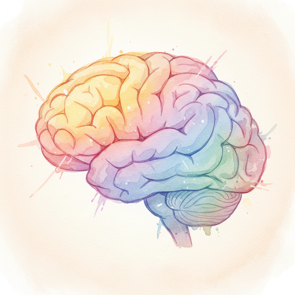 A brain scan showing areas of increased brain activity, representing heightened alertness.